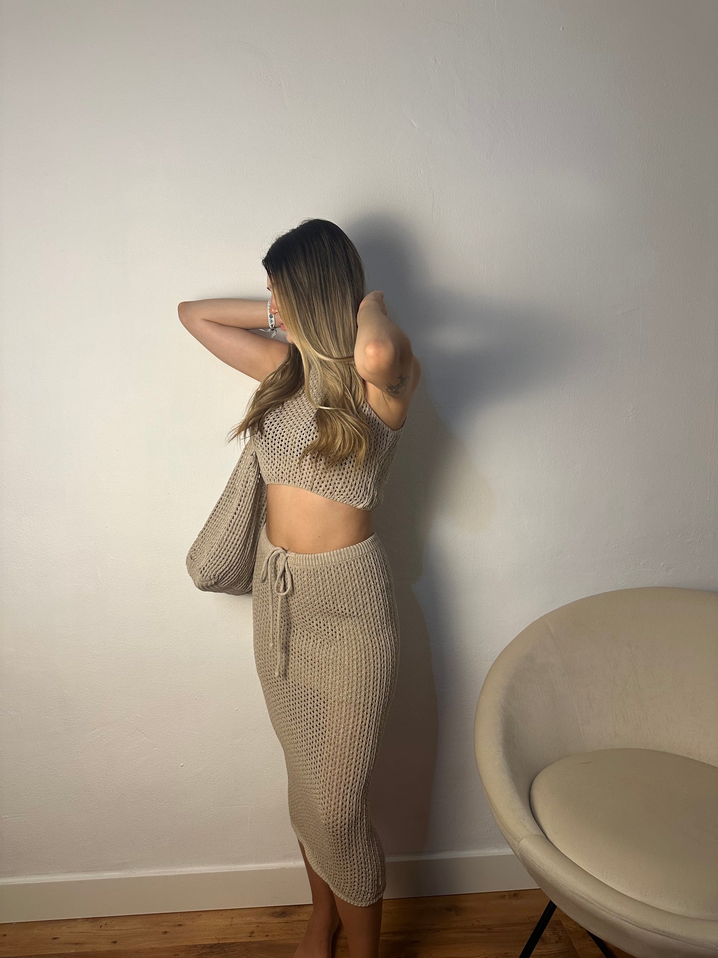 CONJUNTO + BOLSO BEIGE