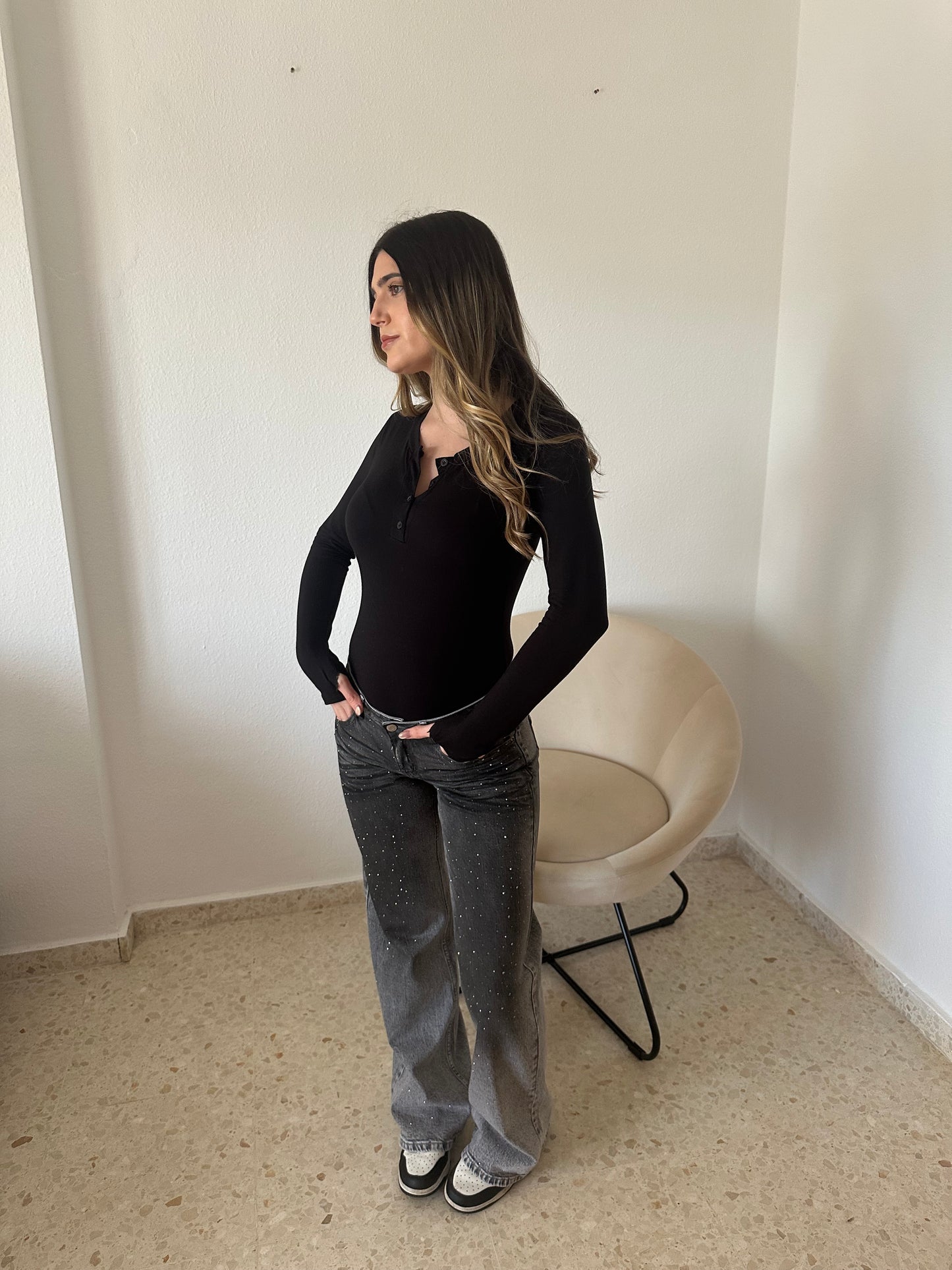 JEANS GREY DESGASTE
