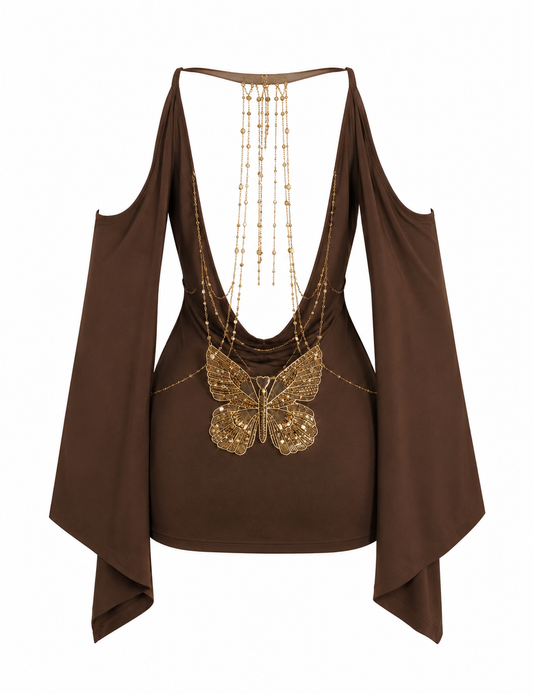 VESTIDO ESCOTE MARIPOSA
