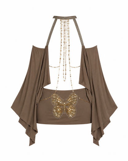 VESTIDO SIN ESCOTE MARIPOSA