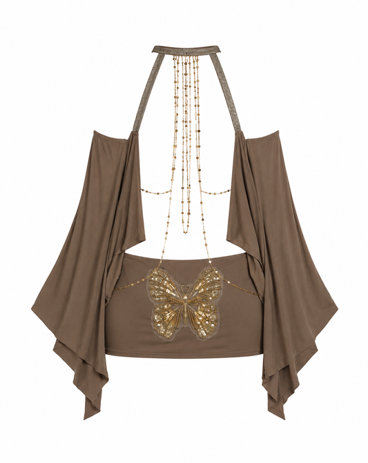VESTIDO SIN ESCOTE MARIPOSA