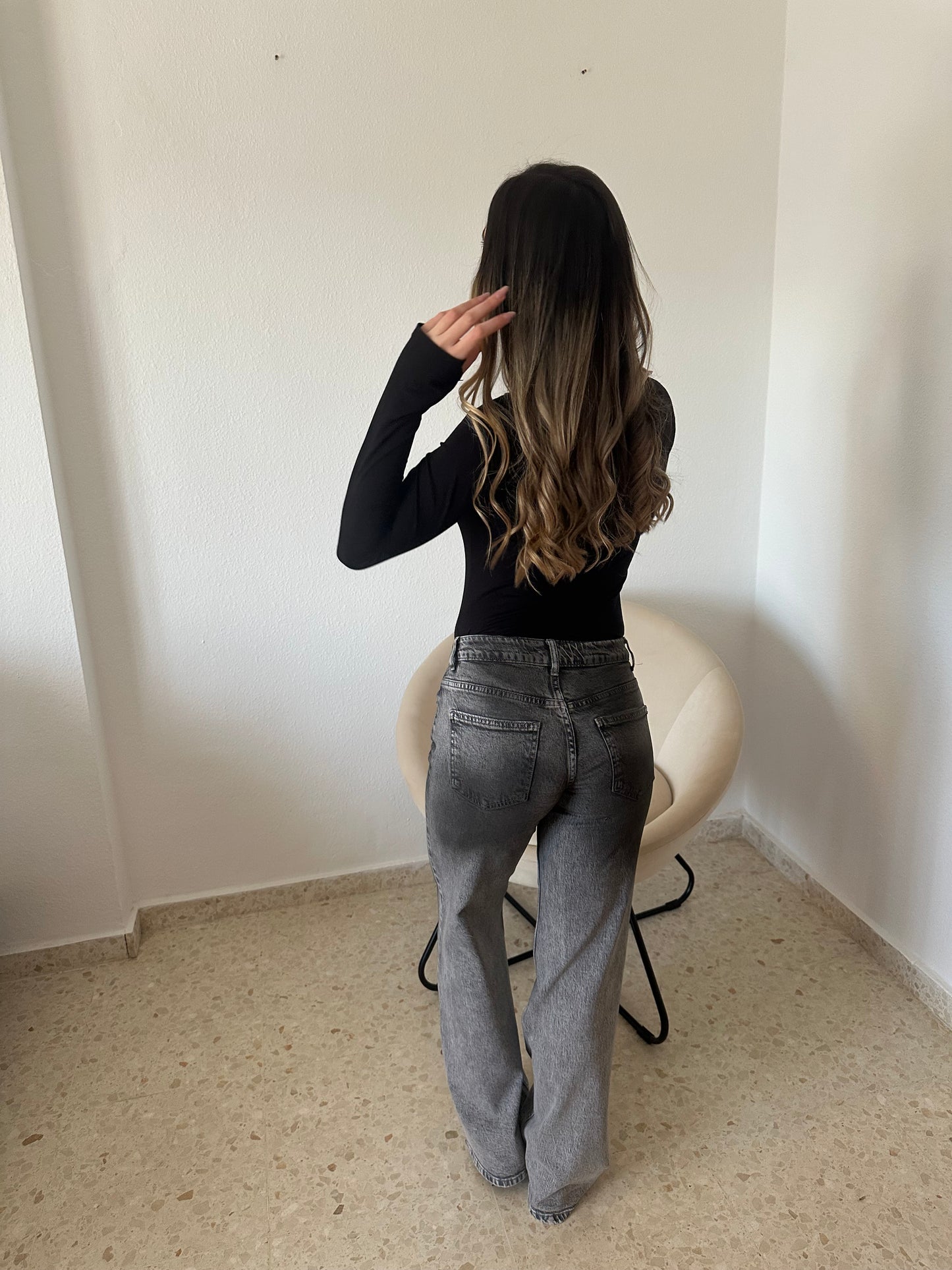 JEANS GREY DESGASTE