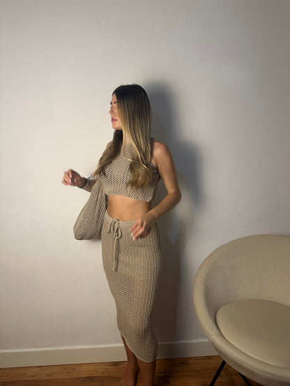 CONJUNTO + BOLSO BEIGE