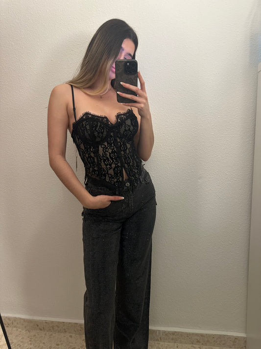 JEANS GLITTER BLACK